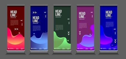 Vector colorful geometric and curve roll up banner