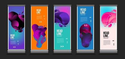 Vector colorful geometric and curve roll up banner