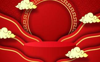 Chinese New Year Podium and Clouds vector