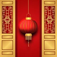 Happy Chinese new year lucky fortune with red color and lantern banner vector