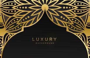 Luxury background with shimmering gold islamic arabesque ornament on dark surface vector