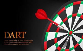 Dart accurate and successful targeting point on dartboard illustration. Concept of business market target and goal vector