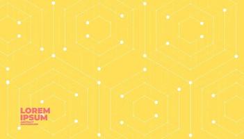 Abstract hexagonal molecular structures on yellow background with copy space. vector