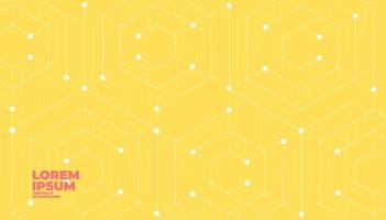 Abstract hexagonal molecular structures on yellow background with copy space. vector