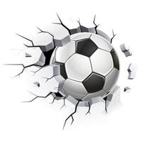 Soccer ball or football and Old concrete wall damage. Vector illustrations.