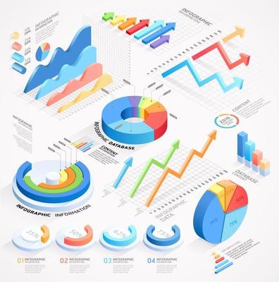 Infographics isometric elements vector illustrations.