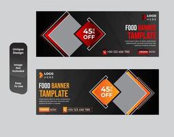 Food restaurant web banner template with a modern elegant design set vector