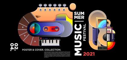 Summer music day festival banner vector