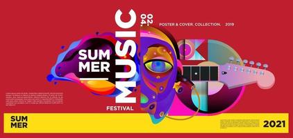 Summer music day festival banner vector