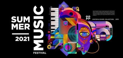 Summer music day festival banner vector