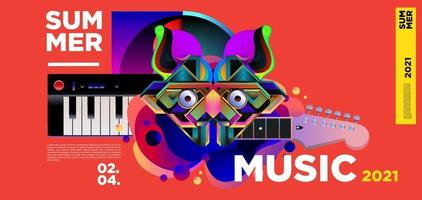 banner del festival del día de la música de verano vector
