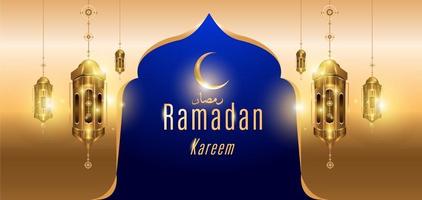 Ramadan kareem islamic golden mosque greeting card