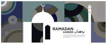 Ramadan kareem islamic mosque green and blue background vector