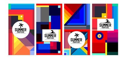 Vector colorful geometric and tropical summer background banner