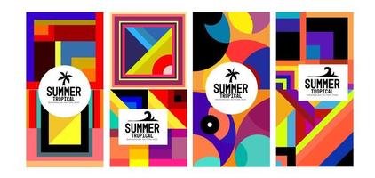 Vector colorful geometric and tropical summer background banner