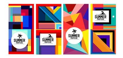 Vector colorful geometric and tropical summer background banner