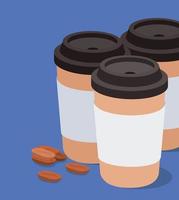 tazas de café con diseño vectorial de frijoles vector