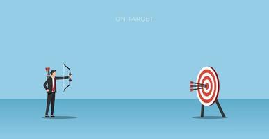 Businessman archer hitting on target. Business concept illustration
