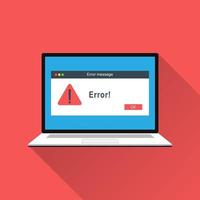 Modern warning pop up message on laptop screen vector illustration