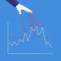 Puppet master controlling graphic chart concept. Business symbol vector illustration