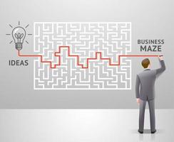 Business maze conceptdesign. Businessman with a labyrinth thinks about solution to success. Graphic vector illustrations.