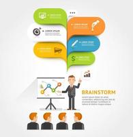 Business teamwork brainstorm with bubble speech. Vector illustrations.