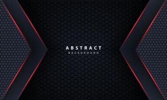 3d dark hexagon with red line light in vector illustration of modern gray luxury futuristic background.