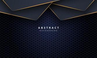 Dark blue abstract hexagon background with gold line gradient shapes. Design template for banner, posters, cover,etc. vector