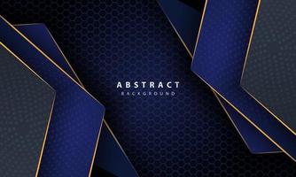 Dark blue abstract hexagon background with gold line gradient shapes. Design template for banner, posters, cover,etc. vector