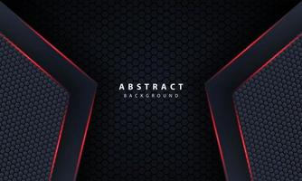 3d dark hexagon with red line light in vector illustration of modern gray luxury futuristic background.