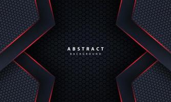 3d dark hexagon with red line light in vector illustration of modern gray luxury futuristic background.