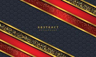 Dark abstract background with black overlap layers. Texture with golden line effect element decoration. Red Background vector. vector
