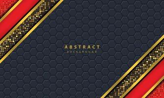 Dark abstract background with black overlap layers. Texture with golden line effect element decoration. Red Background vector. vector