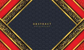 Dark abstract background with black overlap layers. Texture with golden line effect element decoration. Red Background vector. vector