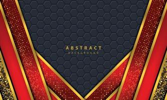 Dark abstract background with black overlap layers. Texture with golden line effect element decoration. Red Background vector. vector