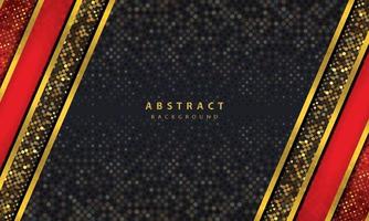 Dark abstract background with black overlap layers. Texture with golden line effect element decoration. Red Background vector. vector