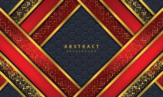 Dark abstract background with black overlap layers. Texture with golden line effect element decoration. Red Background vector. vector