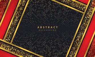 Dark abstract background with black overlap layers. Texture with golden line effect element decoration. Red Background vector. vector
