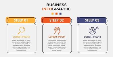 Plantilla mínima de infografías de negocios. línea de tiempo con 3 pasos, opciones e iconos de marketing. Infografía lineal de vector con dos elementos conectados en círculo. se puede utilizar para presentaciones.