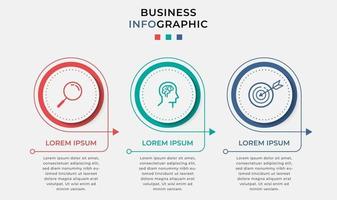 Minimal Business Infographics template. Timeline with 3 steps, options and marketing icons .Vector linear infographic with two circle connected elements. Can be use for presentation. vector