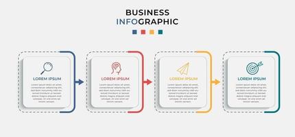 vector de plantilla de diseño de infografía empresarial con iconos y 4 cuatro opciones o pasos. se puede utilizar para diagramas de procesos, presentaciones, diseño de flujo de trabajo, pancartas, diagramas de flujo, gráficos de información