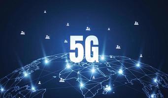 5G global network connection. World map point and line composition concept of global business. Vector Illustration