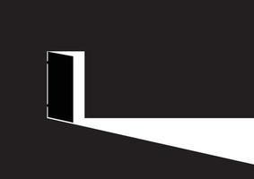 The open door out of the darkness to the light. Hope Concept. New Possibilities. Vector illustration.