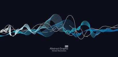 Abstract colorful wave lines on black background for elements in concept business presentation, Brochure, Flyer, Science, Technology. Vector illustration