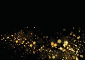 Gold glitter texture isolated with bokeh on black background. Particles color Celebratory. Golden explosion of confetti Design. Vector illustration