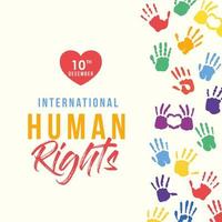 International human rights banner with hand prints vector