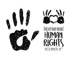 International human rights banner with hand print vector