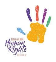 International human rights banner with hand print vector