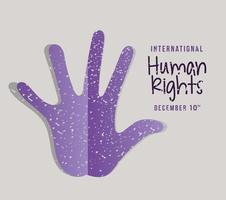 International human rights banner with hand print vector