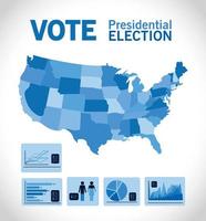 Presidential election vote with map infographic vector
